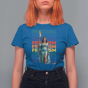 Harris Supporter T Shirt For Women Kamala 2024 Feminism LGBT Rainbow Flag Liberty Torch TS11 Royal Blue Print Your Wear