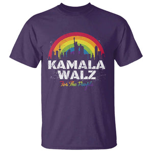 Harris Walz Supporter T Shirt Kamala Walz For The People LGBT Rainbow Flag Liberty City TS11 Purple Print Your Wear