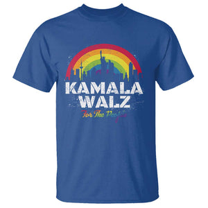 Harris Walz Supporter T Shirt Kamala Walz For The People LGBT Rainbow Flag Liberty City TS11 Royal Blue Print Your Wear