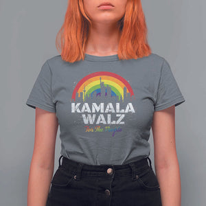 Harris Walz Supporter T Shirt For Women Kamala Walz For The People LGBT Rainbow Flag Liberty City TS11 Charcoal Print Your Wear