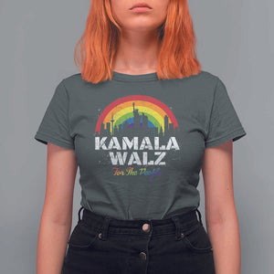 Harris Walz Supporter T Shirt For Women Kamala Walz For The People LGBT Rainbow Flag Liberty City TS11 Dark Heather Print Your Wear