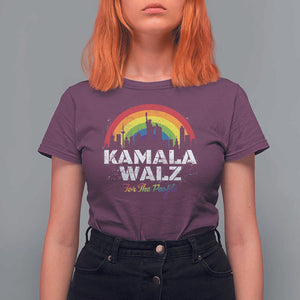 Harris Walz Supporter T Shirt For Women Kamala Walz For The People LGBT Rainbow Flag Liberty City TS11 Maroon Print Your Wear
