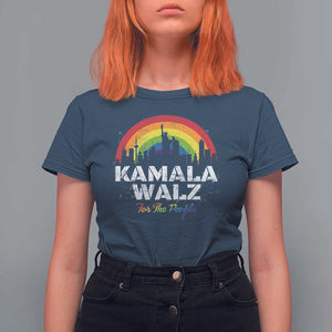 Harris Walz Supporter T Shirt For Women Kamala Walz For The People LGBT Rainbow Flag Liberty City TS11 Navy Print Your Wear