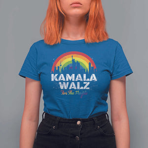 Harris Walz Supporter T Shirt For Women Kamala Walz For The People LGBT Rainbow Flag Liberty City TS11 Royal Blue Print Your Wear