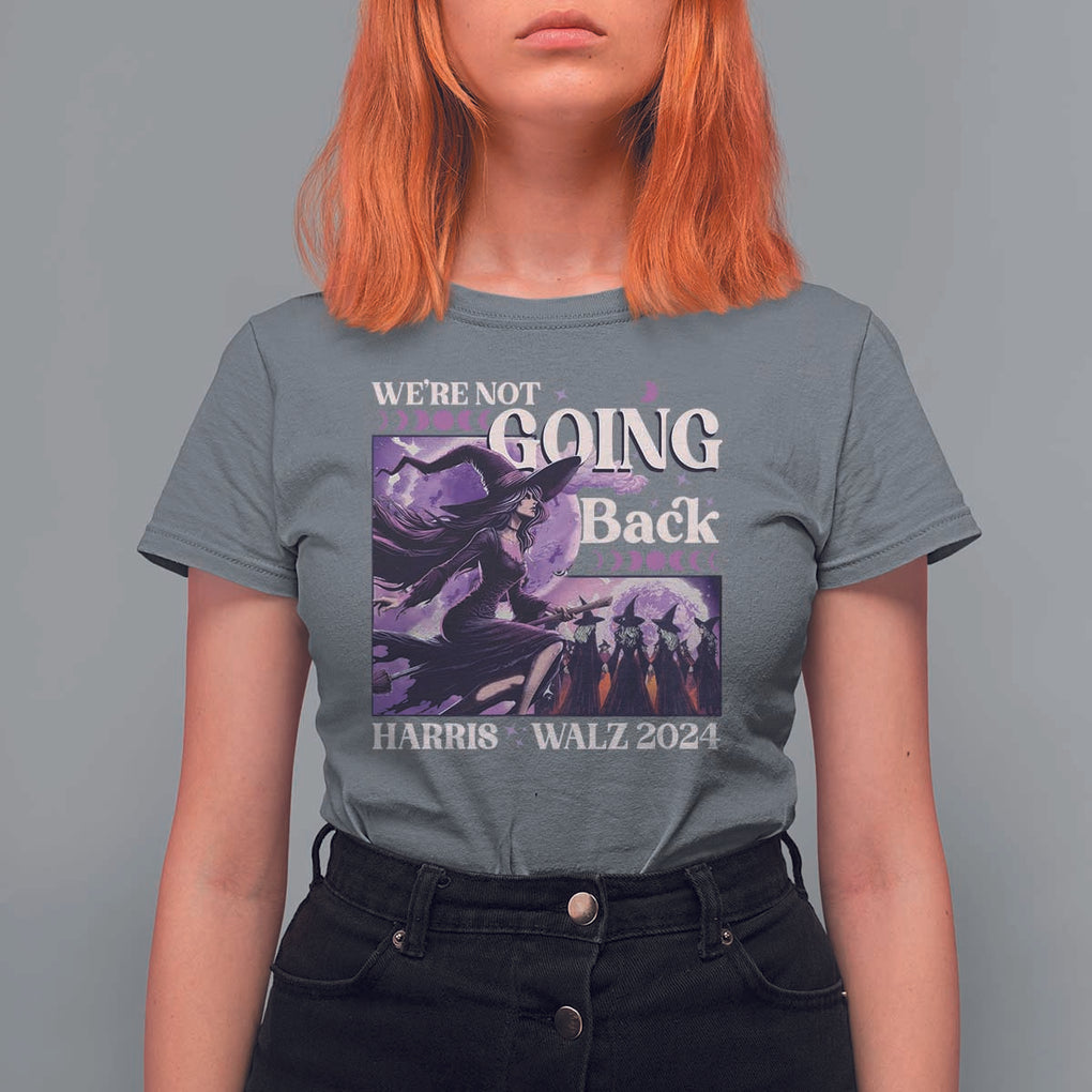 Harris Walz 2024 Halloween T Shirt For Women We're Not Going Back Witch Childless Cat Ladies Moon TS11 Charcoal Print Your Wear