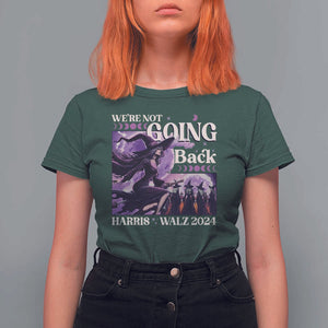 Harris Walz 2024 Halloween T Shirt For Women We're Not Going Back Witch Childless Cat Ladies Moon TS11 Dark Forest Green Print Your Wear