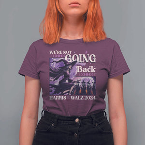 Harris Walz 2024 Halloween T Shirt For Women We're Not Going Back Witch Childless Cat Ladies Moon TS11 Maroon Print Your Wear