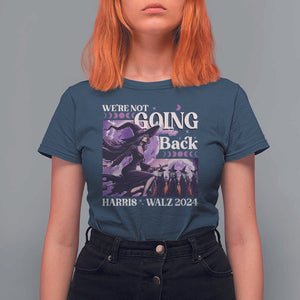 Harris Walz 2024 Halloween T Shirt For Women We're Not Going Back Witch Childless Cat Ladies Moon TS11 Navy Print Your Wear