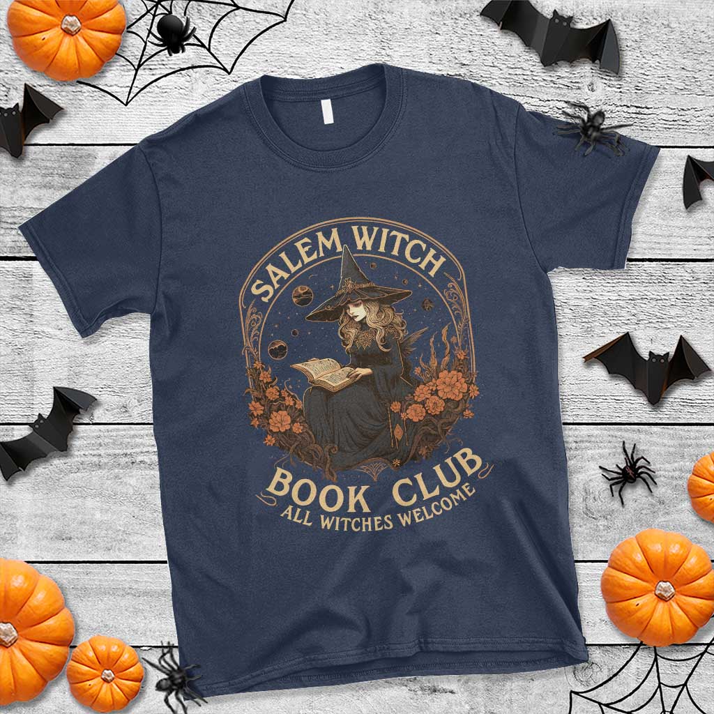 Salem Witch Book Club All Witches Welcome T Shirt Halloween Book Lover TS11 Navy Print Your Wear