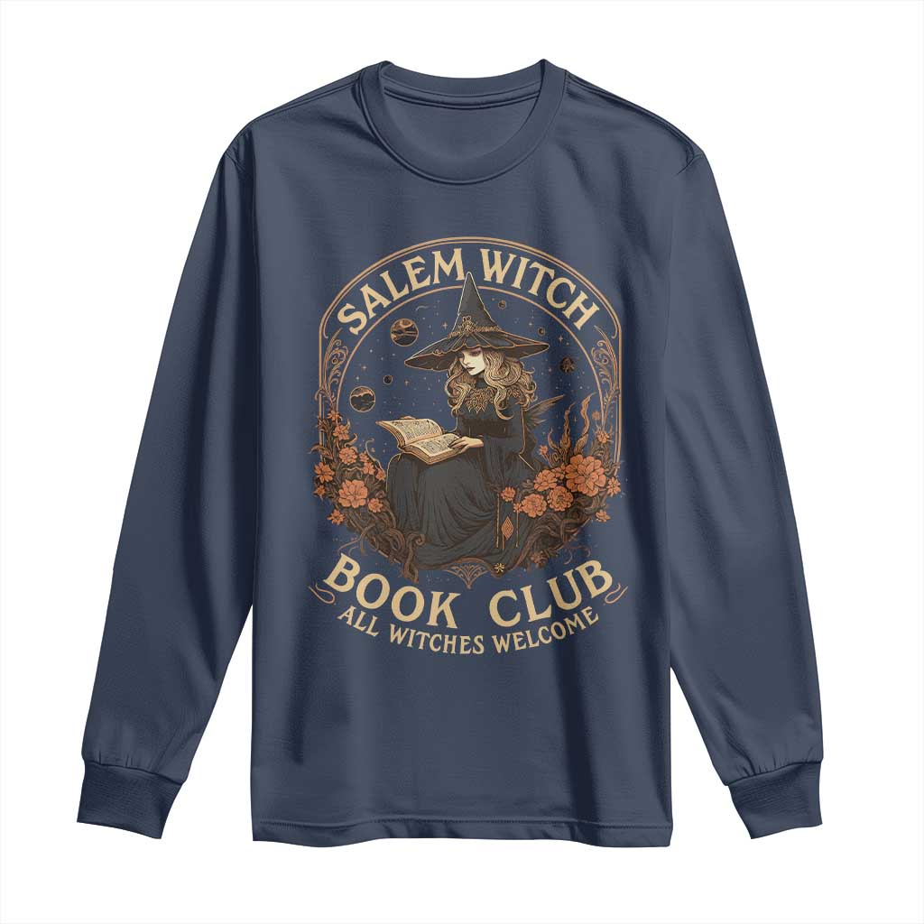 Salem Witch Book Club All Witches Welcome Long Sleeve Shirt Halloween Book Lover TS11 Navy Print Your Wear