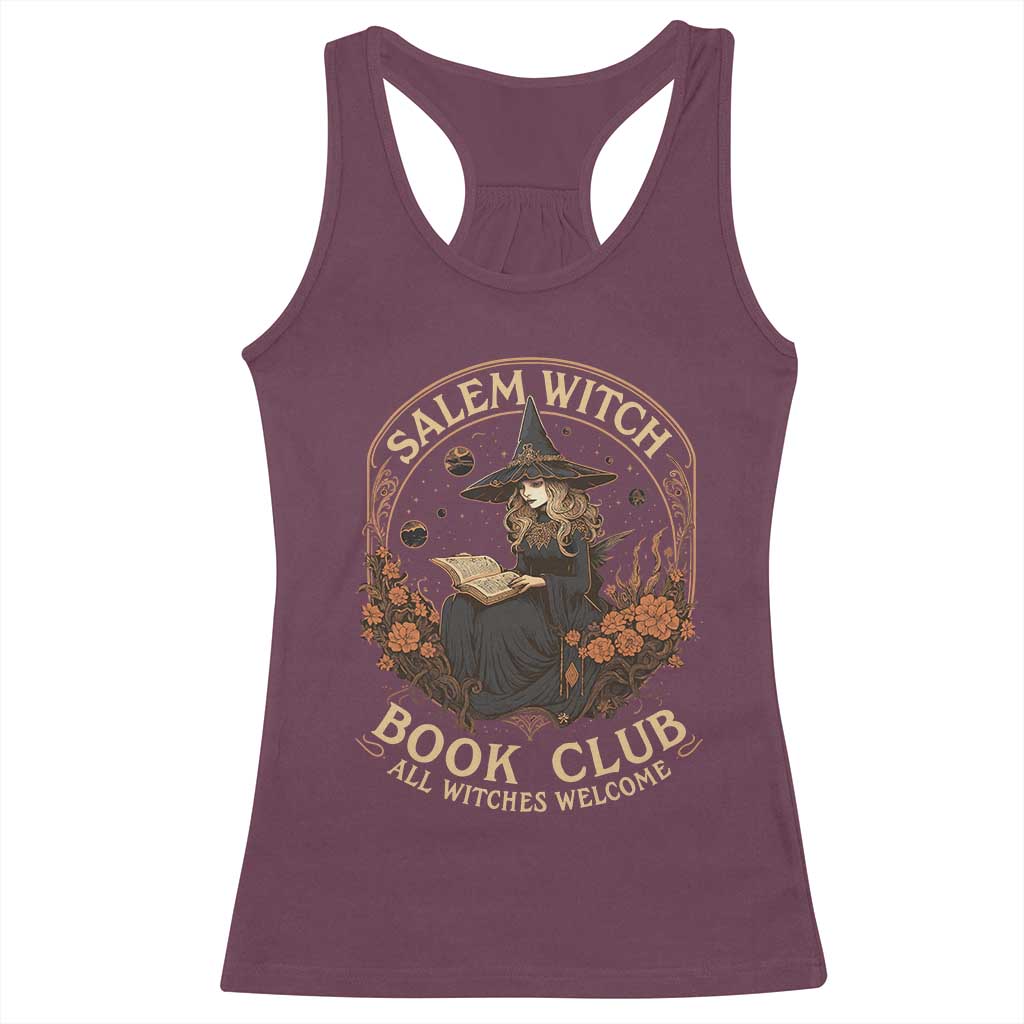 Salem Witch Book Club All Witches Welcome Racerback Tank Top Halloween Book Lover TS11 Maroon Print Your Wear