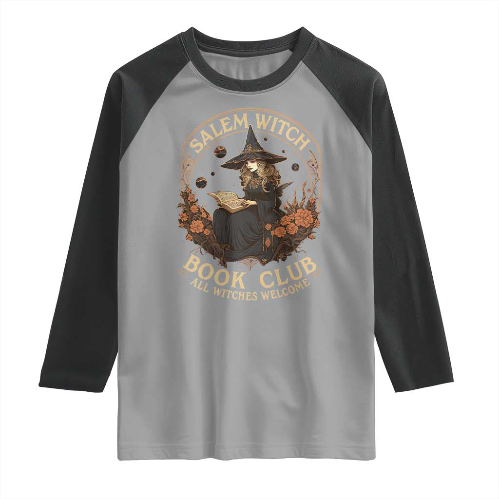 Salem Witch Book Club All Witches Welcome Raglan Shirt Halloween Book Lover TS11 Sport Gray Black Print Your Wear