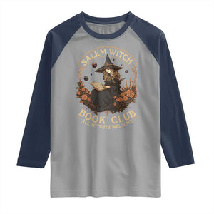 Salem Witch Book Club All Witches Welcome Raglan Shirt Halloween Book Lover TS11 Sport Gray Navy Print Your Wear