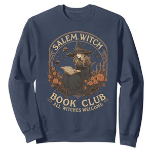Salem Witch Book Club All Witches Welcome Sweatshirt Halloween Book Lover TS11 Navy Print Your Wear