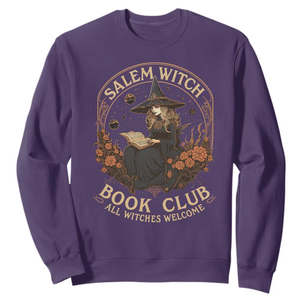 Salem Witch Book Club All Witches Welcome Sweatshirt Halloween Book Lover TS11 Purple Print Your Wear