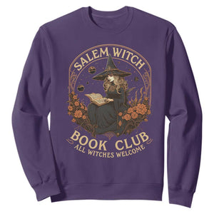 Salem Witch Book Club All Witches Welcome Sweatshirt Halloween Book Lover TS11 Purple Print Your Wear