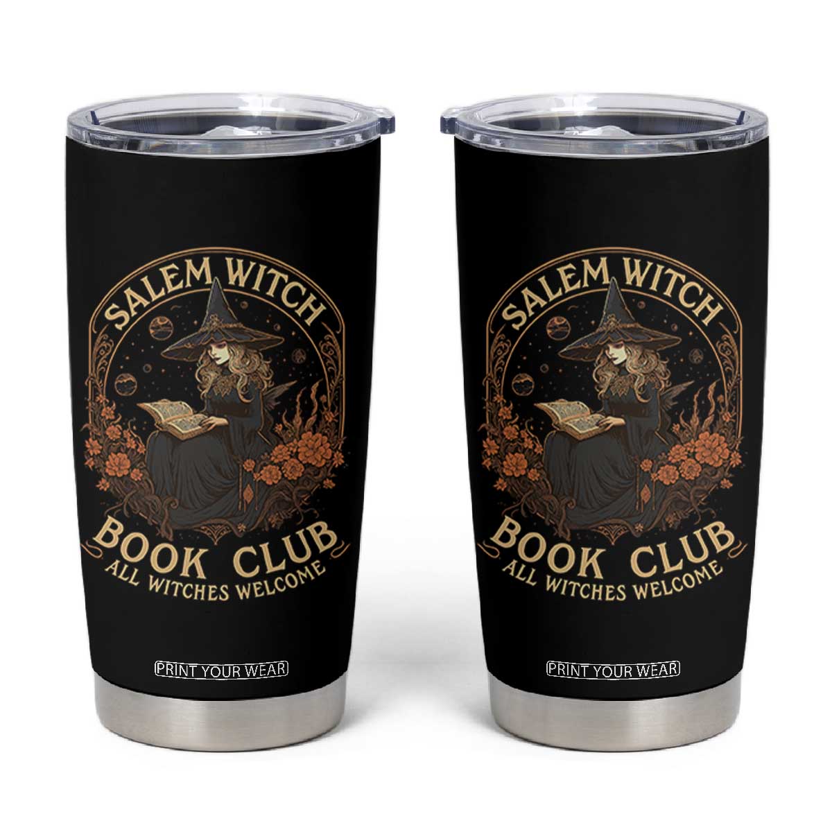 Salem Witch Book Club All Witches Welcome Tumbler Cup Halloween Book Lover TS11 Black Print Your Wear