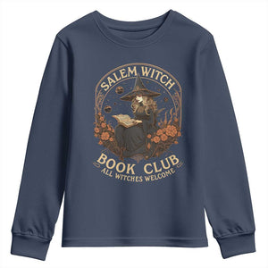 Salem Witch Book Club All Witches Welcome Youth Sweatshirt Halloween Book Lover TS11 Navy Print Your Wear
