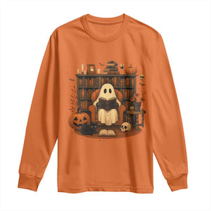 Halloween Book Lover Long Sleeve Shirt Spooky Ghost Reading Book Librarians Bookworm TS11 Orange Print Your Wear