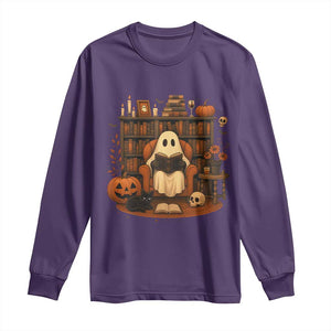 Halloween Book Lover Long Sleeve Shirt Spooky Ghost Reading Book Librarians Bookworm TS11 Purple Print Your Wear