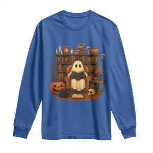 Halloween Book Lover Long Sleeve Shirt Spooky Ghost Reading Book Librarians Bookworm TS11 Royal Blue Print Your Wear