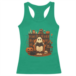 Halloween Book Lover Racerback Tank Top Spooky Ghost Reading Book Librarians Bookworm TS11 Irish Green Print Your Wear