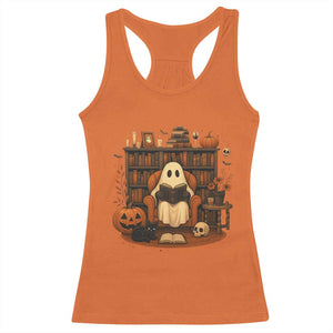 Halloween Book Lover Racerback Tank Top Spooky Ghost Reading Book Librarians Bookworm TS11 Orange Print Your Wear
