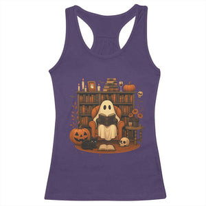 Halloween Book Lover Racerback Tank Top Spooky Ghost Reading Book Librarians Bookworm TS11 Purple Print Your Wear