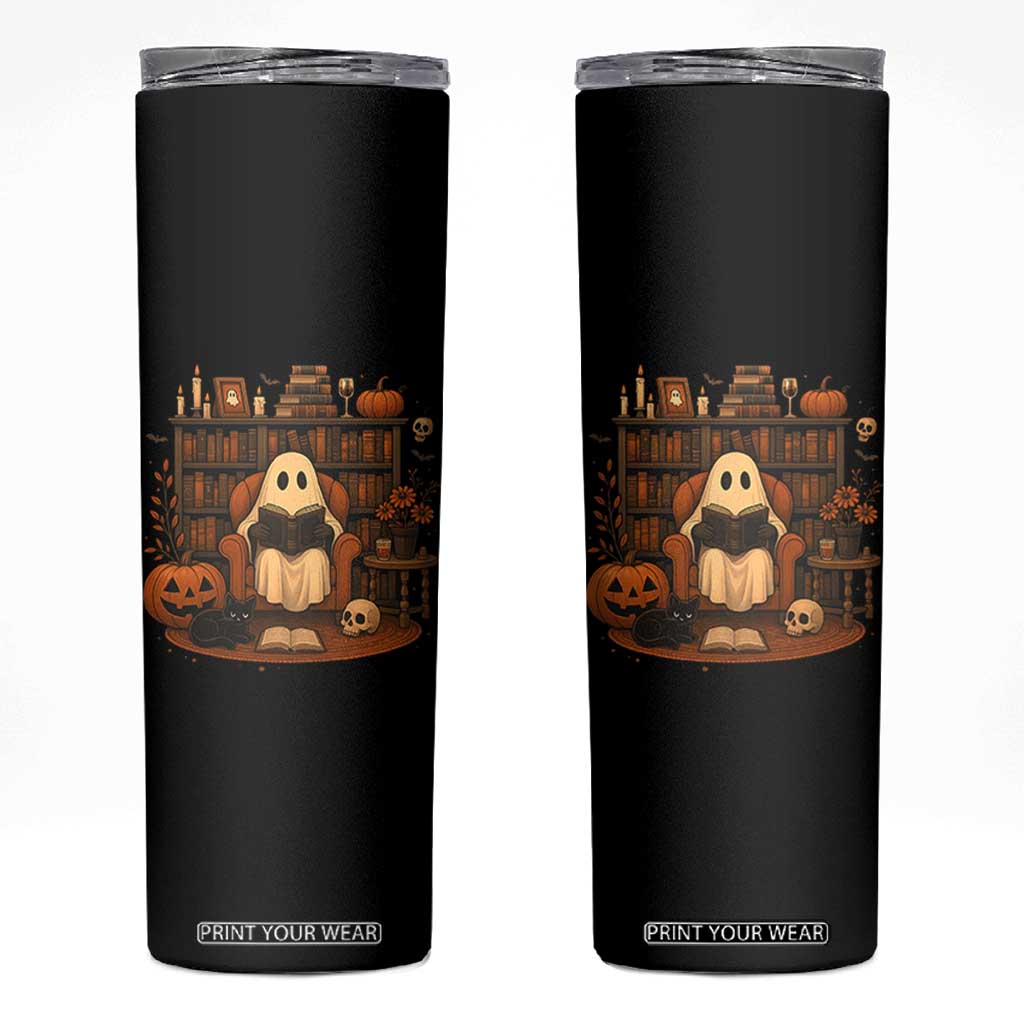 Halloween Book Lover Skinny Tumbler Spooky Ghost Reading Book Librarians Bookworm TS11 Black Print Your Wear