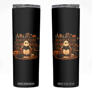 Halloween Book Lover Skinny Tumbler Spooky Ghost Reading Book Librarians Bookworm TS11 Black Print Your Wear