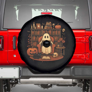 Halloween Book Lover Spare Tire Cover Spooky Ghost Reading Book Librarians Bookworm TS11 Black Print Your Wear