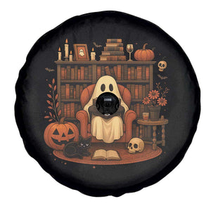 Halloween Book Lover Spare Tire Cover Spooky Ghost Reading Book Librarians Bookworm TS11 Print Your Wear