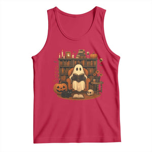 Halloween Book Lover Tank Top Spooky Ghost Reading Book Librarians Bookworm TS11 Red Print Your Wear