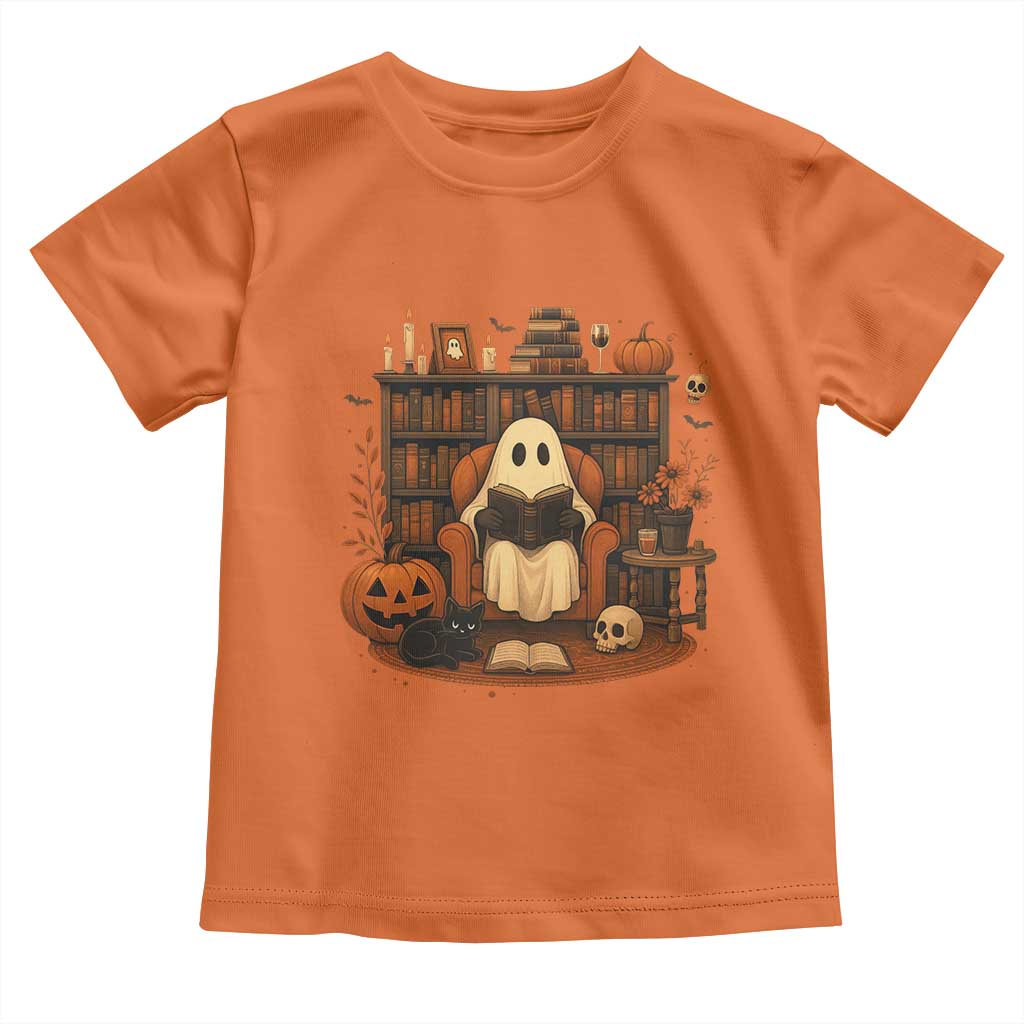 Halloween Book Lover Toddler T Shirt Spooky Ghost Reading Book Librarians Bookworm TS11 Orange Print Your Wear