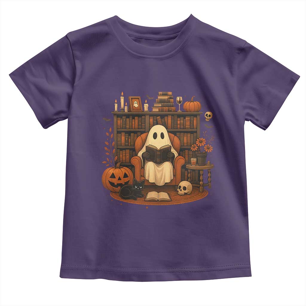 Halloween Book Lover Toddler T Shirt Spooky Ghost Reading Book Librarians Bookworm TS11 Purple Print Your Wear