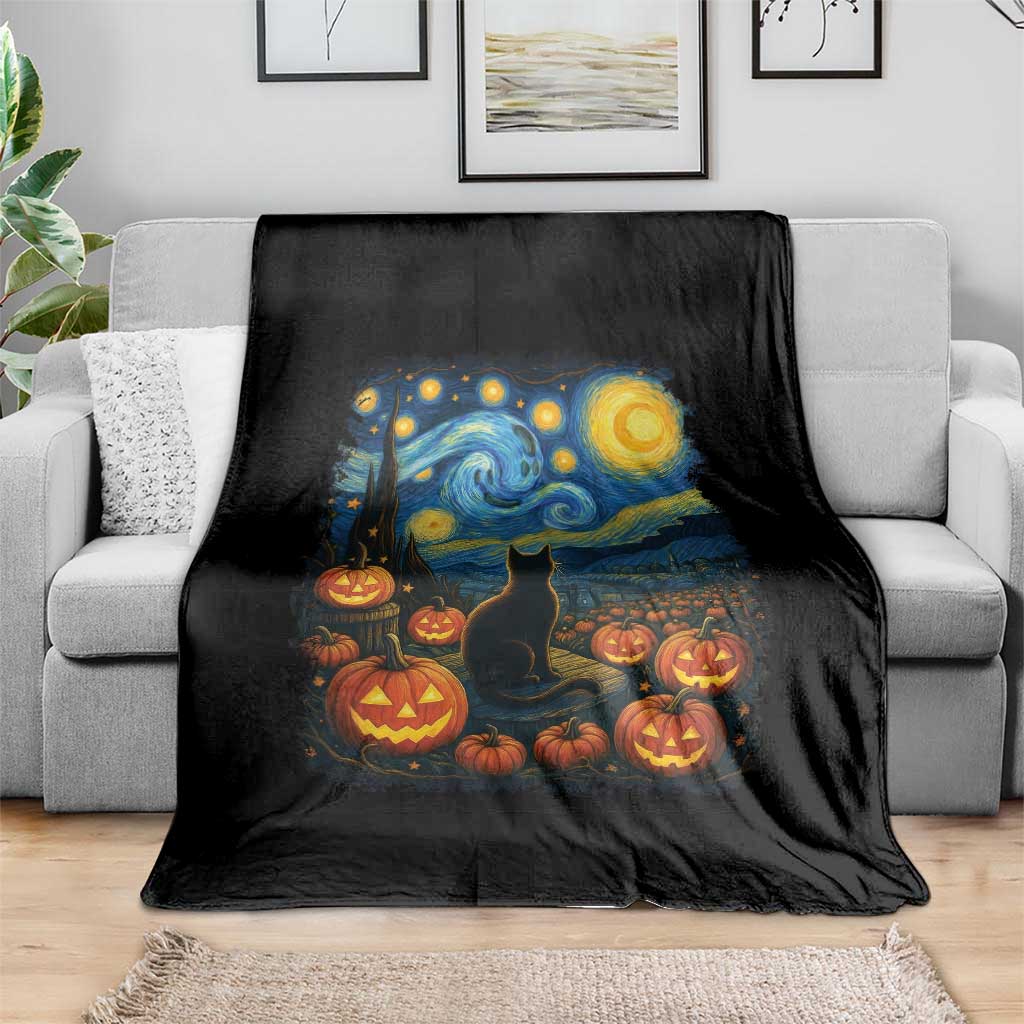 Halloween Cat Starry Night Van Gogh Cat Lovers Throw Blanket TS11 Print Your Wear
