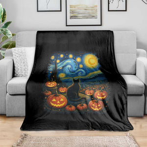 Halloween Cat Starry Night Van Gogh Cat Lovers Throw Blanket TS11 Print Your Wear