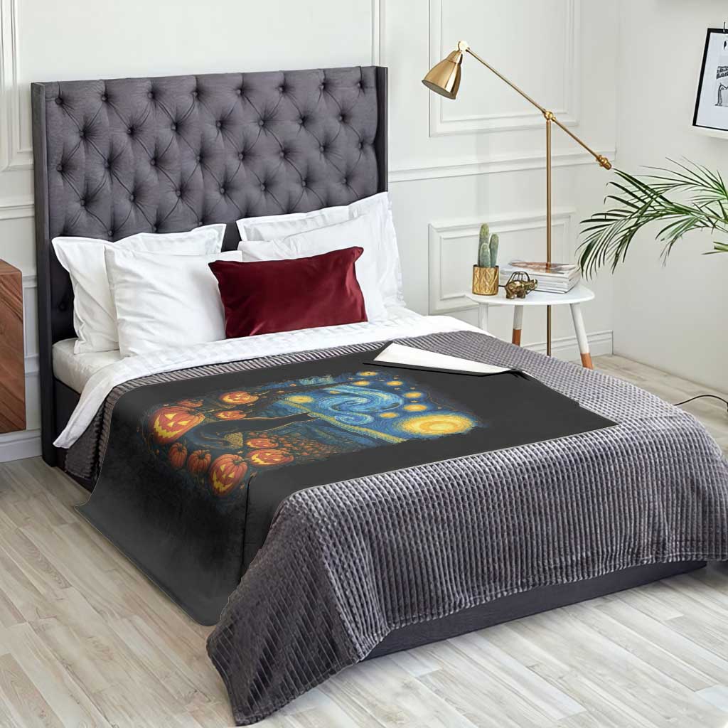 Halloween Cat Starry Night Van Gogh Cat Lovers Throw Blanket TS11 Print Your Wear