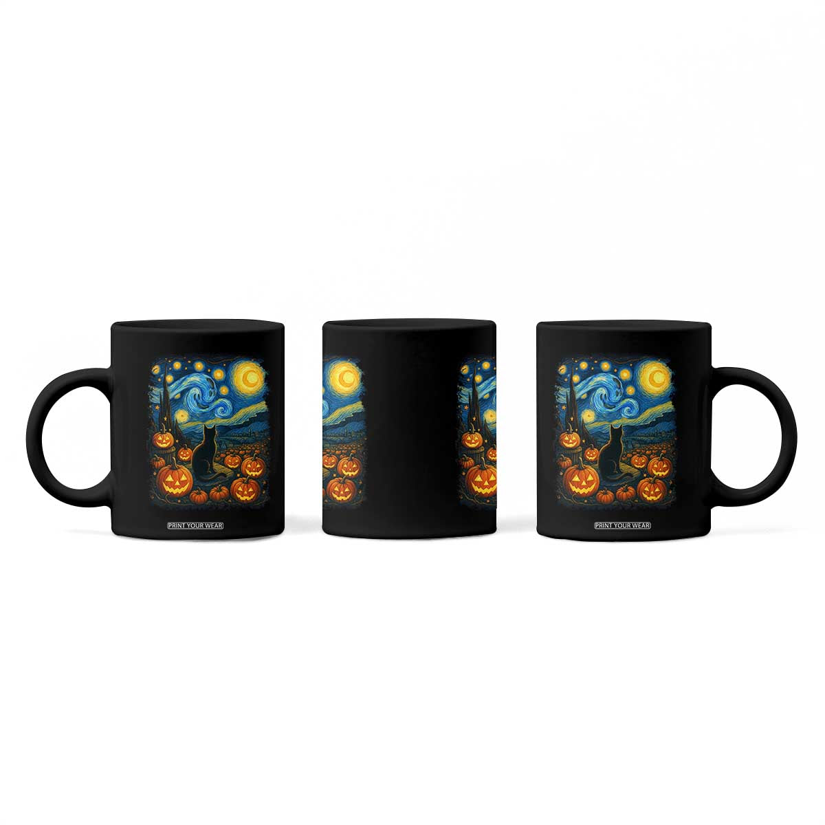 Halloween Cat Starry Night Van Gogh Cat Lovers Coffee Mug TS11 Print Your Wear