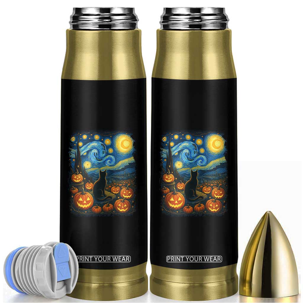 Halloween Cat Starry Night Van Gogh Cat Lovers Bullet Tumbler TS11 Black Print Your Wear