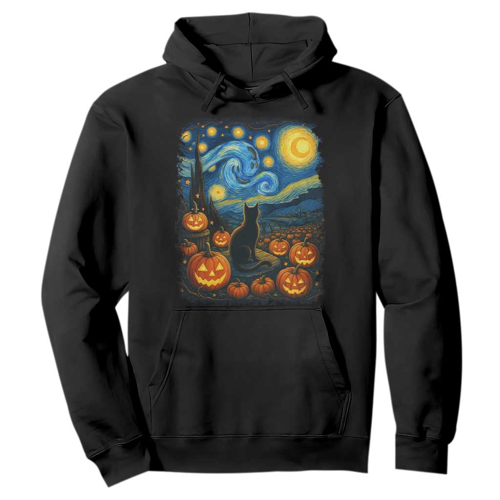 Halloween Cat Starry Night Van Gogh Cat Lovers Hoodie TS11 Black Print Your Wear