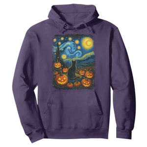 Halloween Cat Starry Night Van Gogh Cat Lovers Hoodie TS11 Purple Print Your Wear