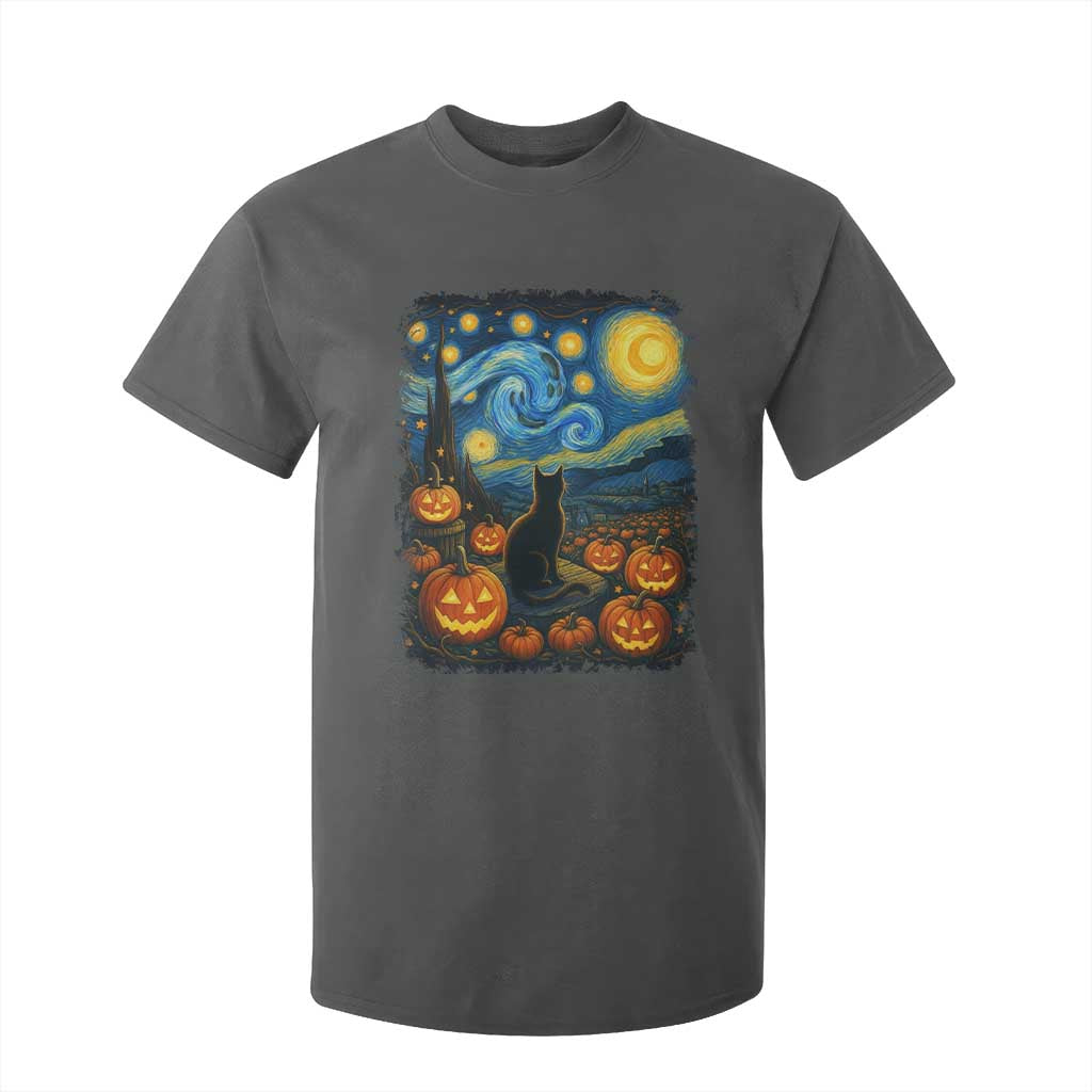 Halloween Cat Starry Night Van Gogh Cat Lovers T Shirt For Kid TS11 Dark Heather Print Your Wear