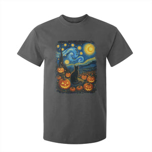 Halloween Cat Starry Night Van Gogh Cat Lovers T Shirt For Kid TS11 Dark Heather Print Your Wear