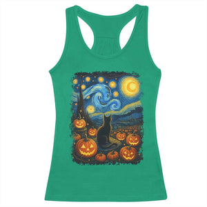 Halloween Cat Starry Night Van Gogh Cat Lovers Racerback Tank Top TS11 Irish Green Print Your Wear