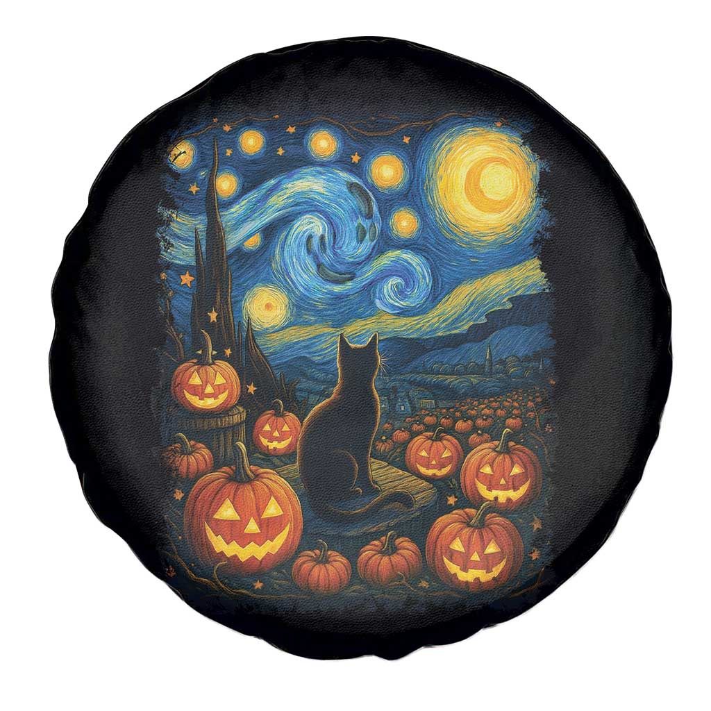 Halloween Cat Starry Night Van Gogh Cat Lovers Spare Tire Cover TS11 Print Your Wear