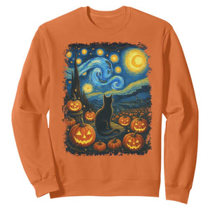 Halloween Cat Starry Night Van Gogh Cat Lovers Sweatshirt TS11 Orange Print Your Wear