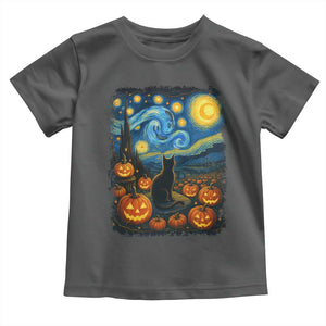 Halloween Cat Starry Night Van Gogh Cat Lovers Toddler T Shirt TS11 Dark Heather Print Your Wear
