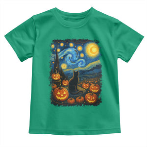 Halloween Cat Starry Night Van Gogh Cat Lovers Toddler T Shirt TS11 Irish Green Print Your Wear
