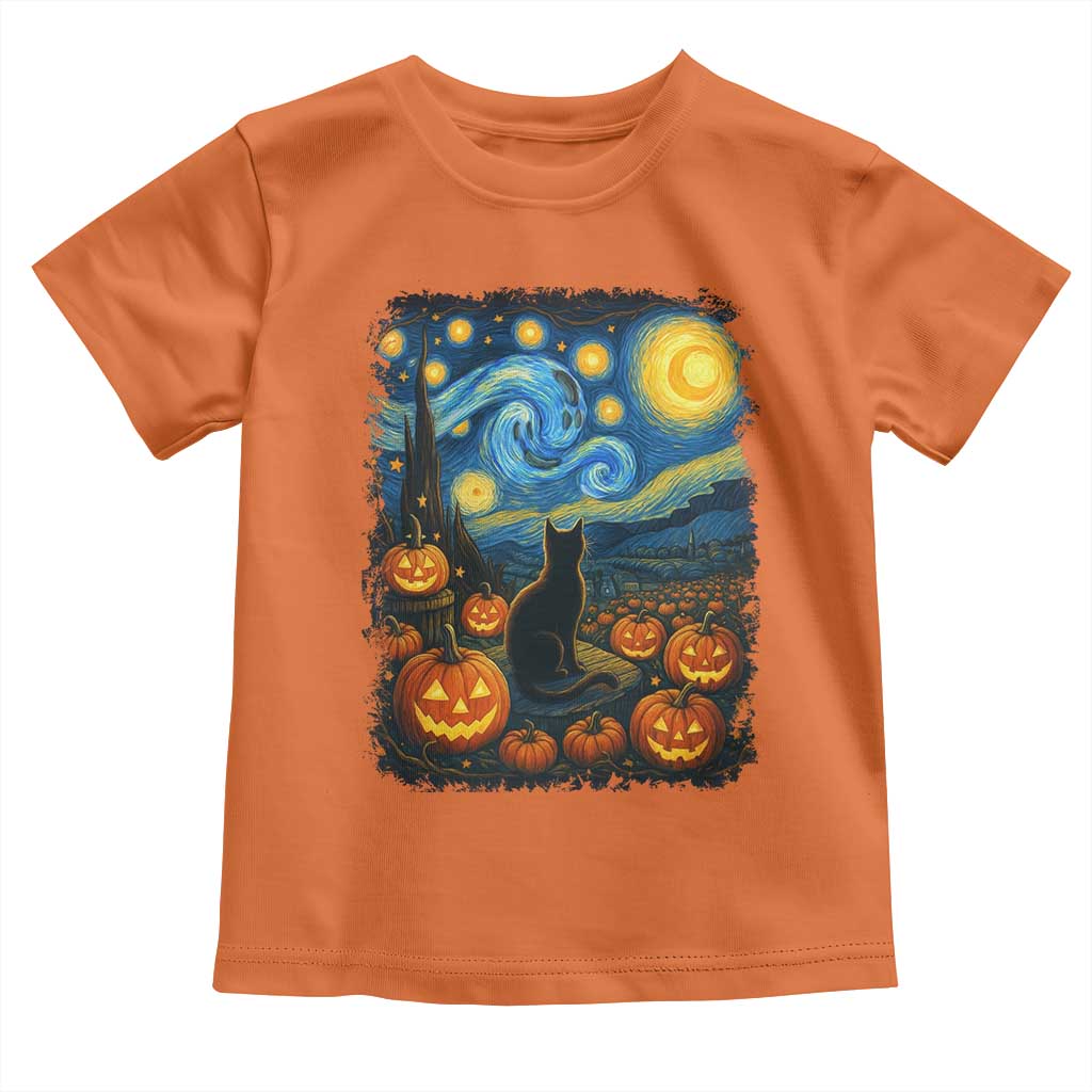Halloween Cat Starry Night Van Gogh Cat Lovers Toddler T Shirt TS11 Orange Print Your Wear